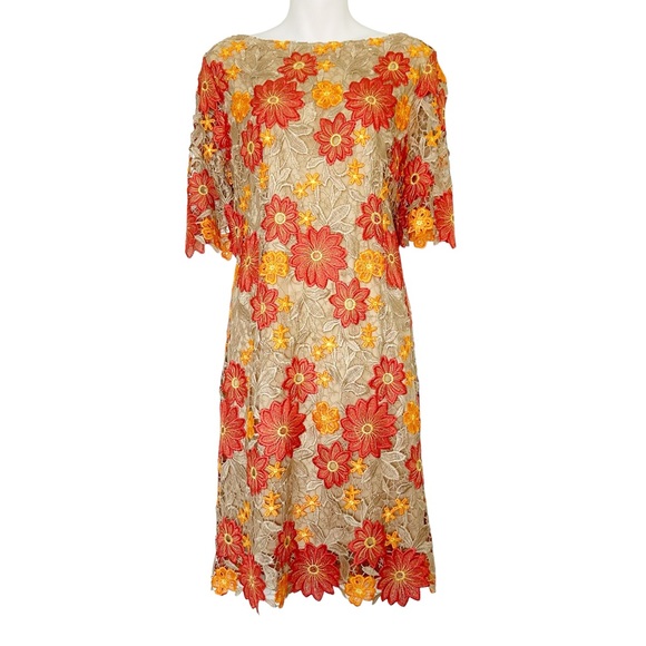 Alex Marie Dresses & Skirts - Alex Marie Kelly floral lace appliqué short sleeve shift dress wedding size 14